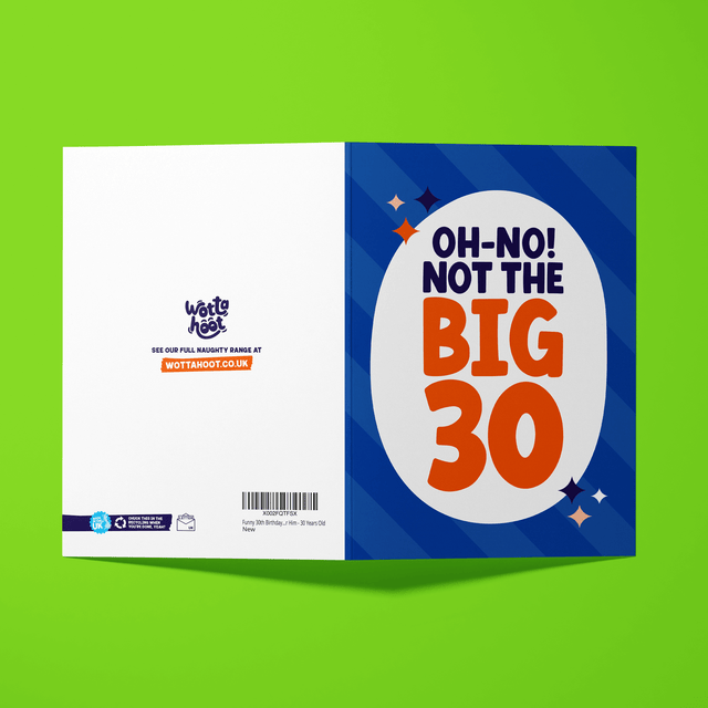 Funny 30th Birthday Card for Him or Her - "Oh-No! Not the Big 3-0"