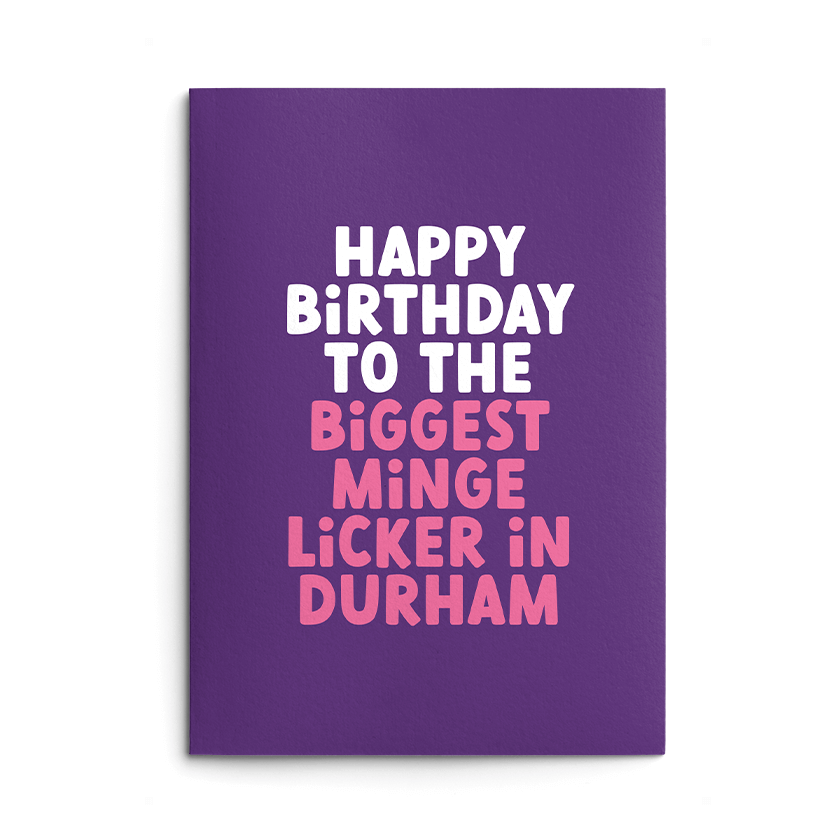 Rude Personalised Birthday Card - Biggest Minge Licker