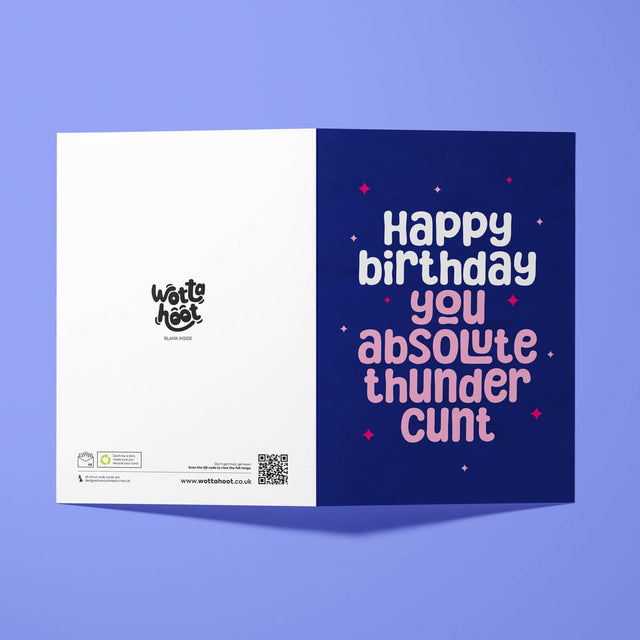 Bold and Colourful Rude Birthday Card with Cheeky Message – A5 Size with White Envelope