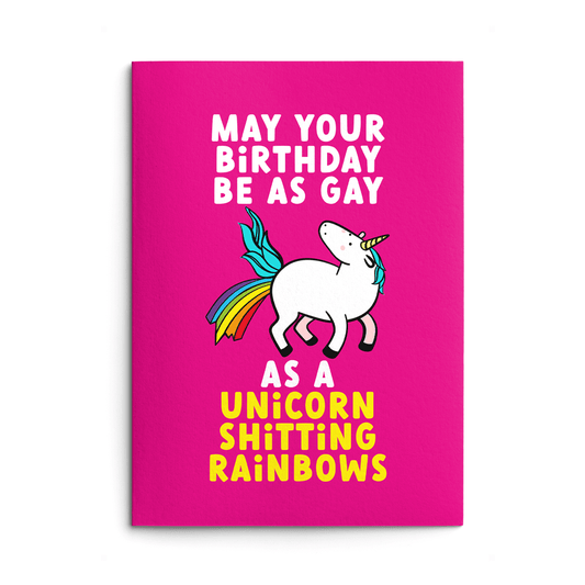 Gay Unicorn Rude Birthday Card