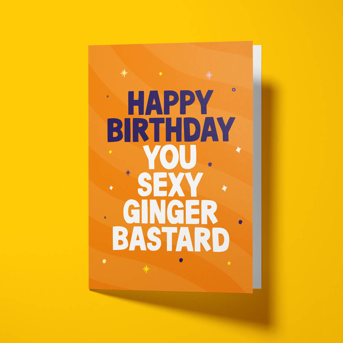 Funny birthday card celebrating attractive redheads with white envelope