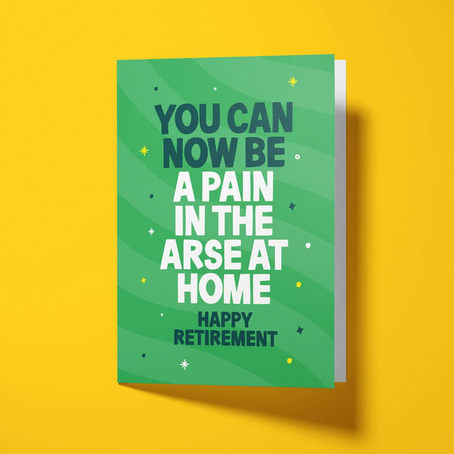 Funny retirement card with white envelope, perfect for leaving work celebrations