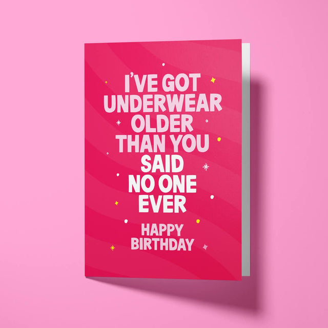 Rude birthday card displayed with white envelope, ready to send to a friend