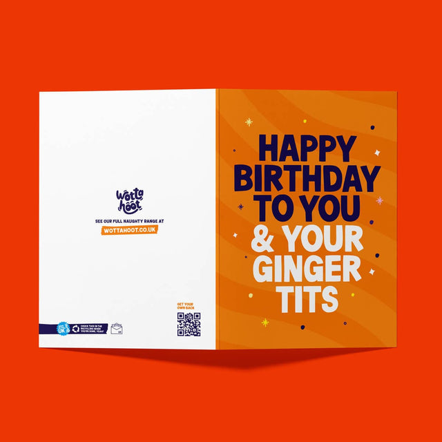 Ginger Birthday Card. Ginger Tits. Ginger Birthday Card for Her