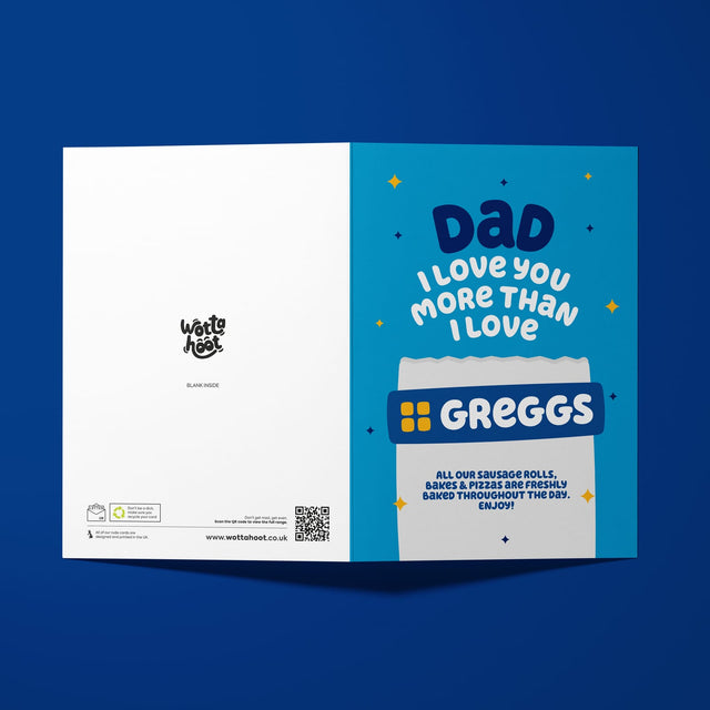 Funny Birthday Card for Dad - Love You More Than Greggs