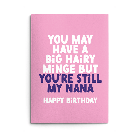 Big Hairy Minge Nana Rude Birthday Card