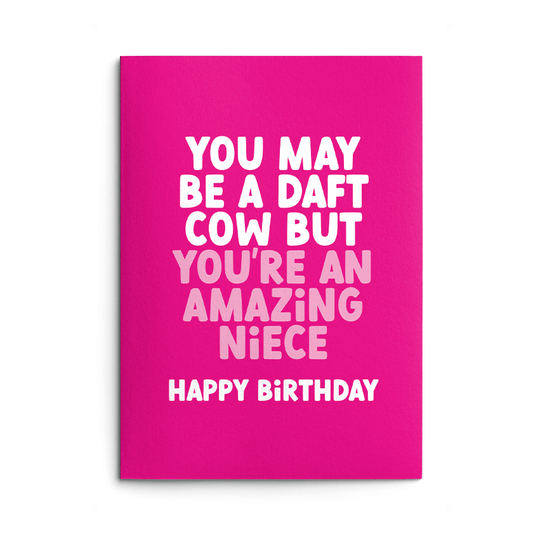 Daft Cow Niece Rude Birthday Card