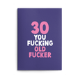 Rude 30th Birthday Card text reads "30 you fucking old fucker"