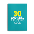 Rude 30th Birthday Card text reads "30 and still a fucking cock"