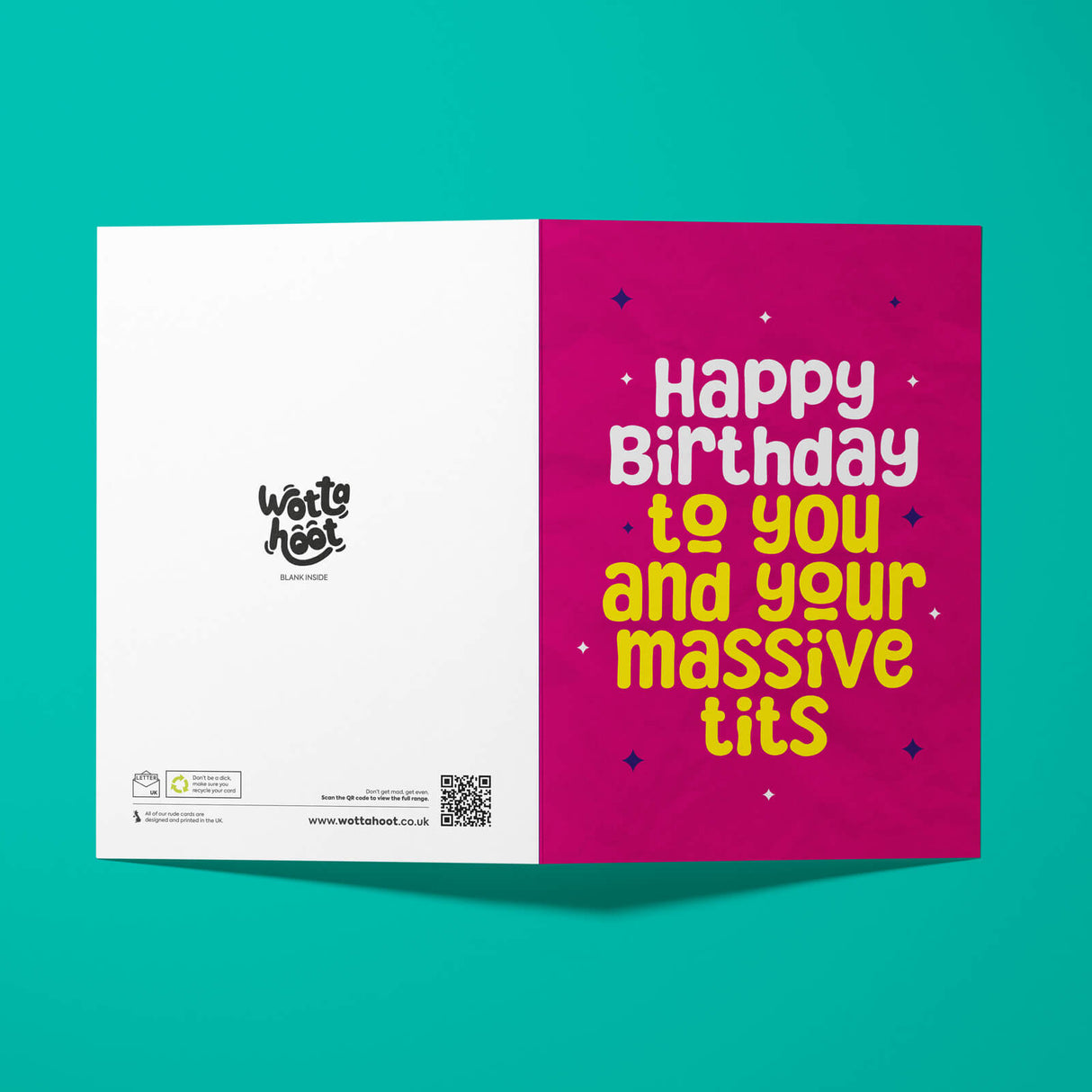 Bold and Colourful Rude Birthday Card with Cheeky Message – A5 Size with White Envelope