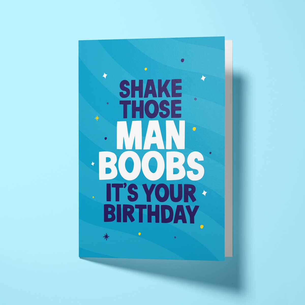 Funny birthday card for men with white envelope, ready to send