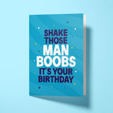 Funny birthday card for men with white envelope, ready to send