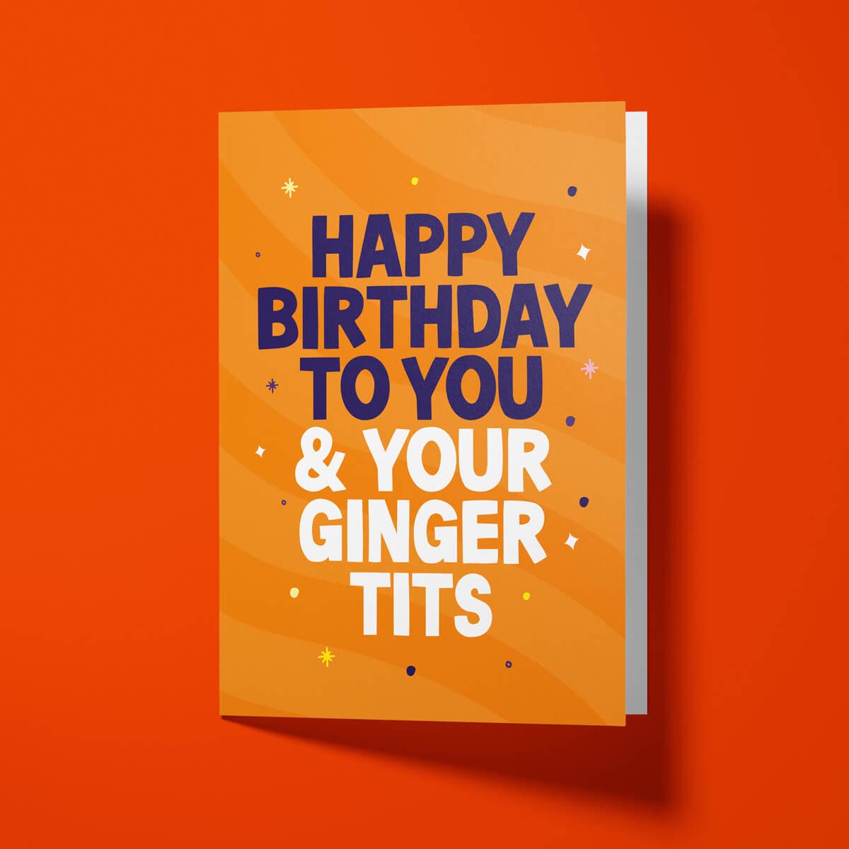 Funny birthday card for redheads with white envelope, ready to send