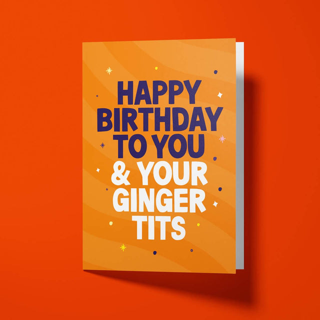Funny birthday card for redheads with white envelope, ready to send