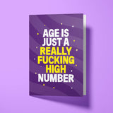 Funny birthday card for milestone birthdays with white envelope, ready to send