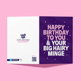 Rude Birthday Card for Her - "Big Hairy Minge" Funny Birthday Card