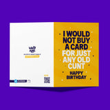 Cunt Birthday Card, Yellow rude birthday card