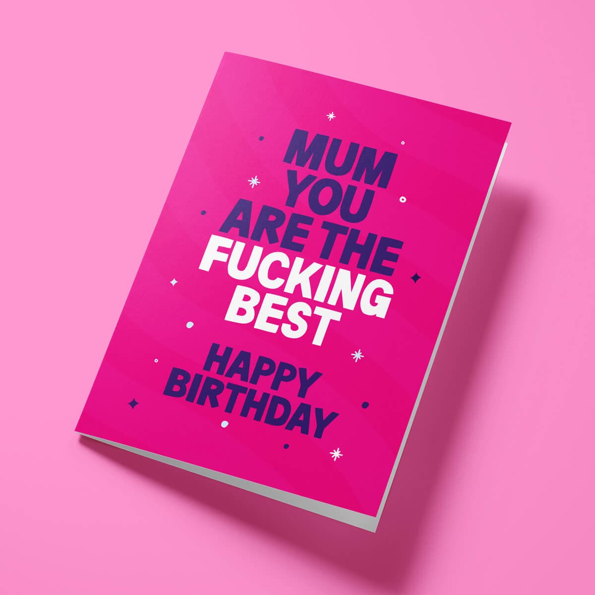 Close-up of the maternal appreciation text on premium gloss card with pink design
