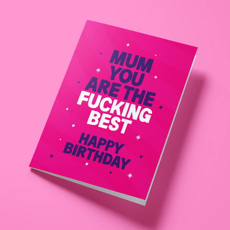 Close-up of the maternal appreciation text on premium gloss card with pink design