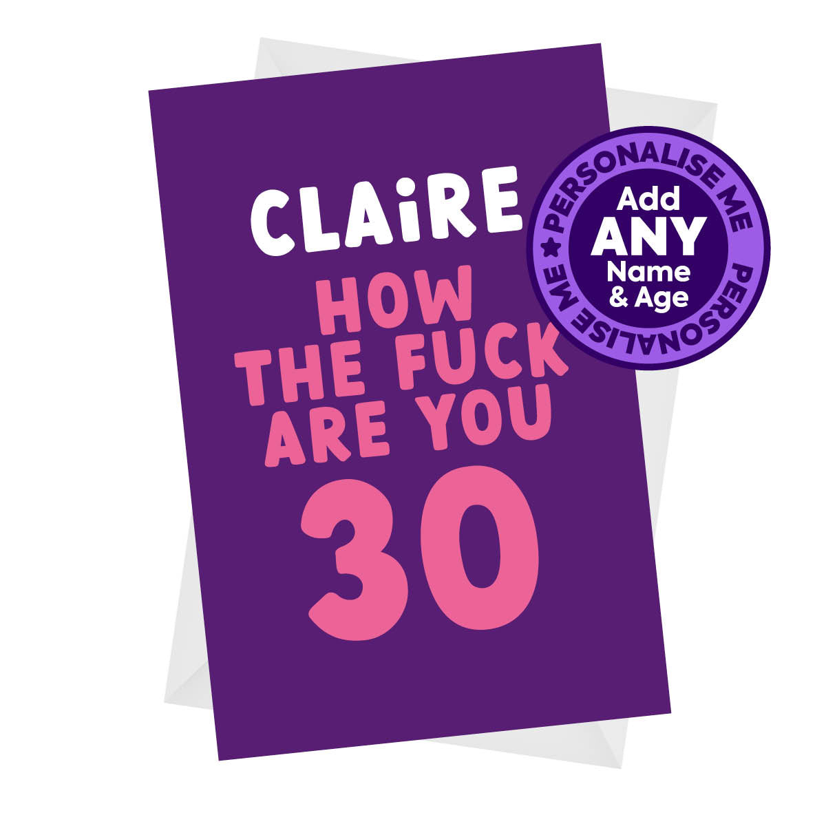 Age Card Purple - Rude Personalised Birthday Card